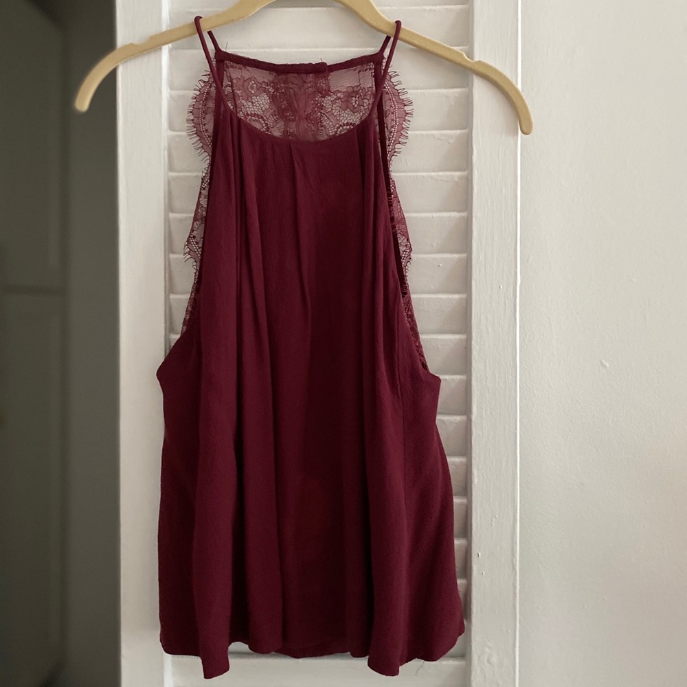 Samsoe & Samsoe Willow Top | Size XS | Burgundy | Open Lace Back